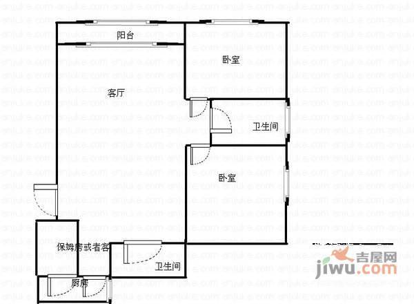 中新城上城国际公寓2室2厅1卫106㎡户型图