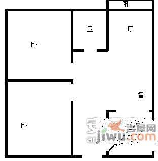 枫桥水郡2室2厅1卫92㎡户型图