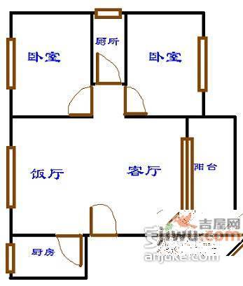 一城龙洲东区2室2厅1卫83㎡户型图