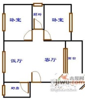 一城龙洲东区2室2厅1卫83㎡户型图