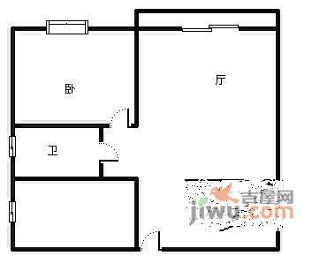 一城龙洲东区1室1厅1卫53㎡户型图