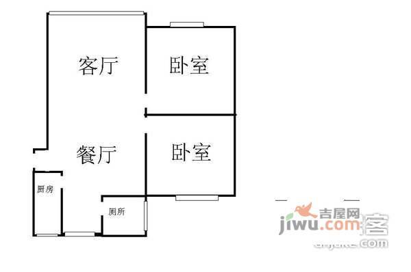 一城龙洲东区2室2厅1卫83㎡户型图