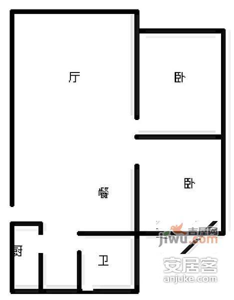 一城龙洲东区2室2厅1卫83㎡户型图