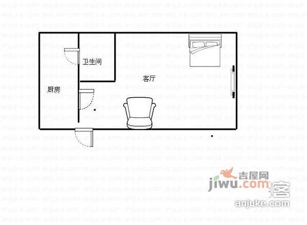 佳禾钰茂香港城1室0厅1卫46㎡户型图