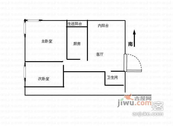 佳禾钰茂香港城2室1厅1卫83㎡户型图