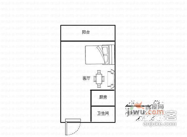 阳光100城市广场1室1厅1卫64㎡户型图