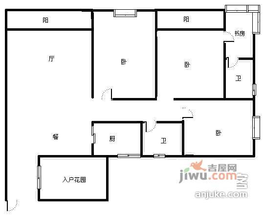 金港尚城3室2厅2卫128㎡户型图