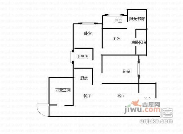 金港尚城3室2厅2卫128㎡户型图