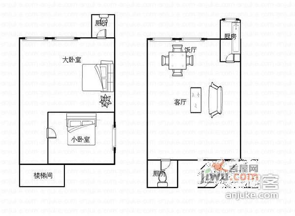 嘉华鑫城2室1厅2卫户型图