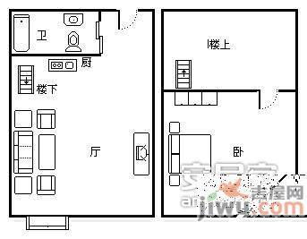 同创国际1室1厅1卫56㎡户型图