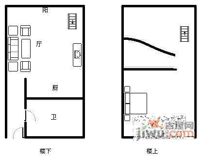 同创国际1室1厅1卫56㎡户型图