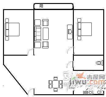 盾安九龙城2室2厅1卫89㎡户型图