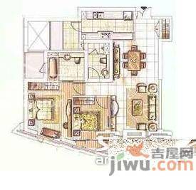 盾安九龙城3室2厅1卫106㎡户型图