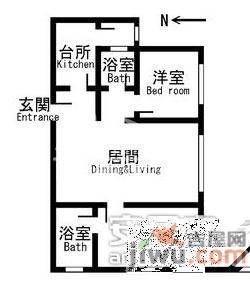 盾安九龙城2室2厅1卫89㎡户型图