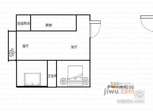 朵力名都2室2厅1卫86㎡户型图