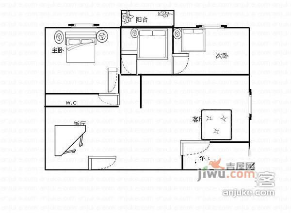 朵力名都3室2厅1卫120㎡户型图