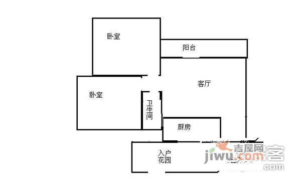 曦圆江南华都2室2厅1卫84㎡户型图