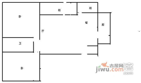 协信云栖谷2室2厅1卫101㎡户型图