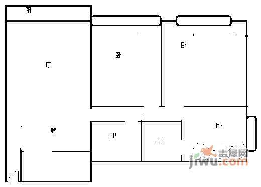 协信云栖谷3室2厅1卫101㎡户型图