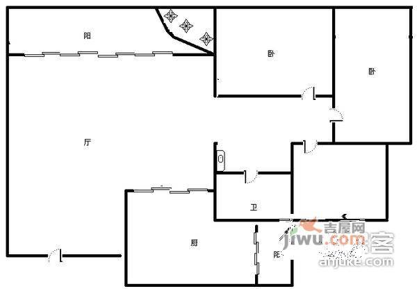 俊峰龙凤云洲2室2厅2卫户型图