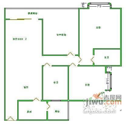 中冶林荫大道3室2厅2卫135㎡户型图