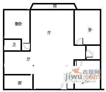 万达广场2室2厅1卫95㎡户型图