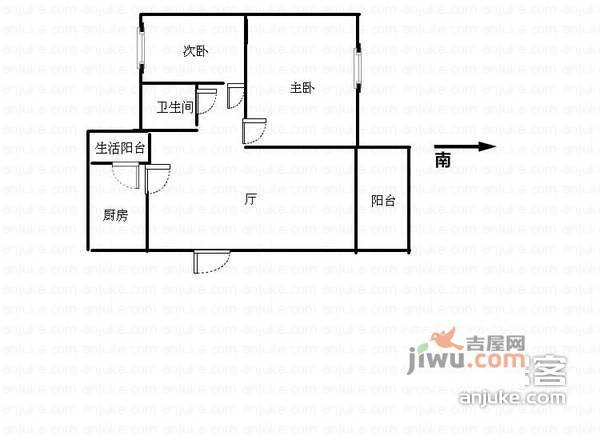 万达广场2室2厅1卫95㎡户型图