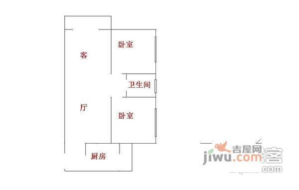 万达广场2室2厅1卫95㎡户型图