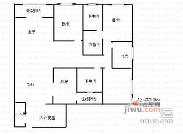 钱塘玫瑰湾4室2厅2卫168㎡户型图