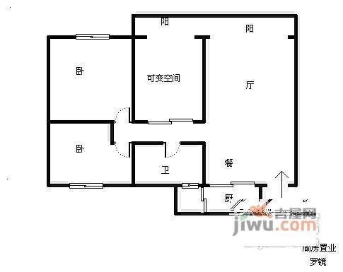 融侨苹果城3室2厅1卫80㎡户型图