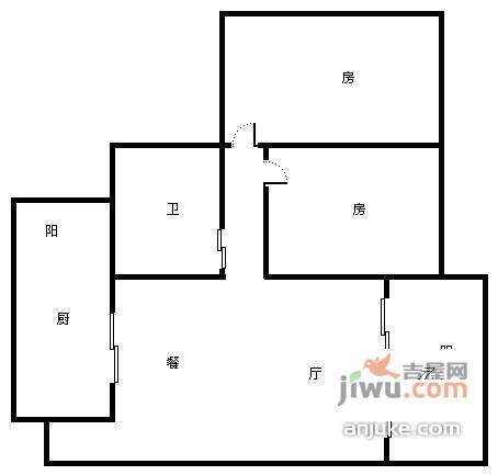 融侨苹果城3室2厅1卫80㎡户型图