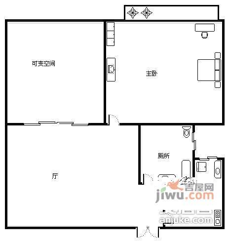 融侨苹果城2室2厅1卫85㎡户型图