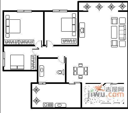 帝豪巴南印象3室1厅1卫98㎡户型图