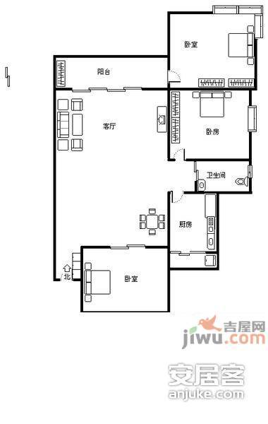 春晖花园3室2厅1卫户型图