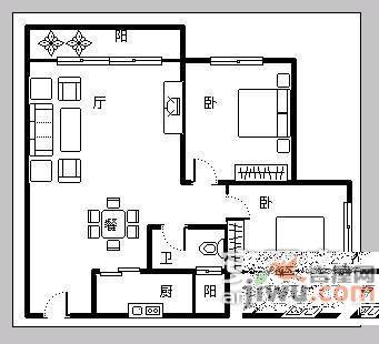 蓝溪谷地2室2厅1卫72㎡户型图