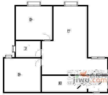 蓝溪谷地2室2厅1卫72㎡户型图