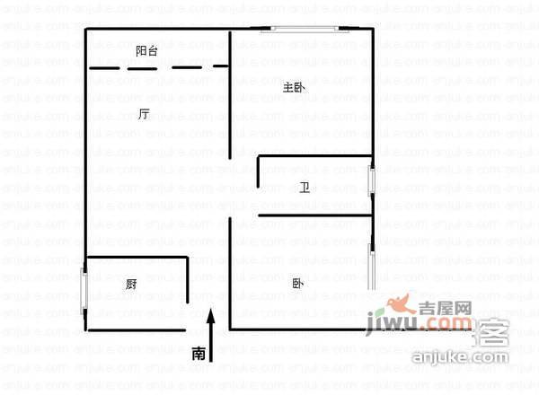 申烨太阳城2室2厅1卫88㎡户型图