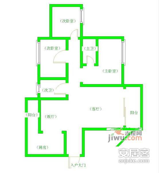 金科云湖天都3室2厅2卫户型图