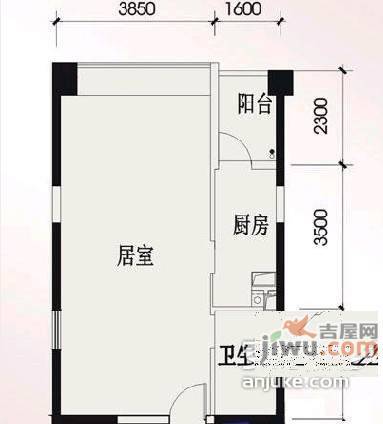 金科云湖天都1室1厅1卫58㎡户型图