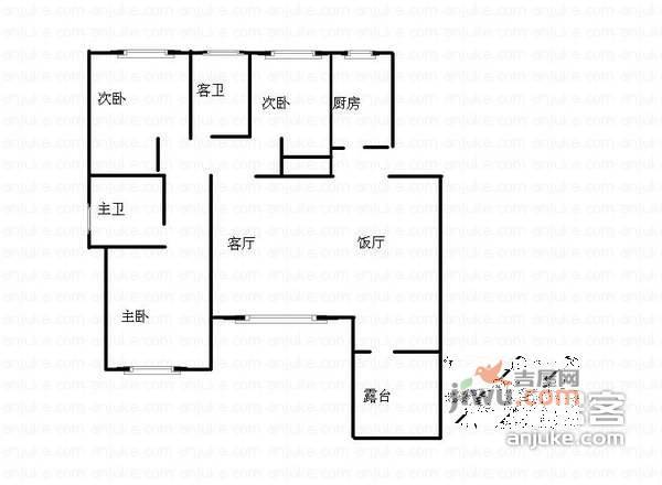 复地上城2室2厅1卫102㎡户型图