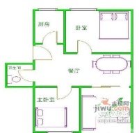 复地上城2室1厅1卫85㎡户型图