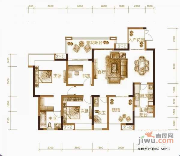 复地上城3室2厅2卫145㎡户型图