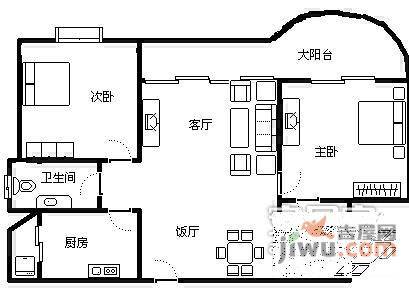 华宇金沙港湾2室2厅2卫102㎡户型图