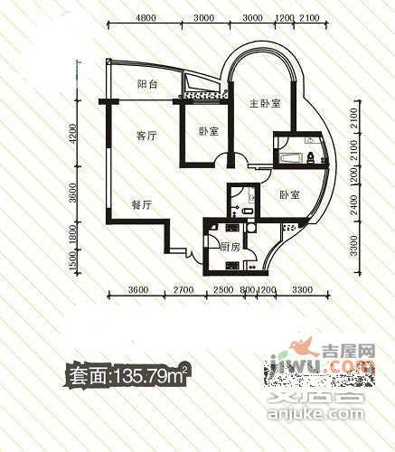 华宇金沙港湾3室2厅2卫189㎡户型图