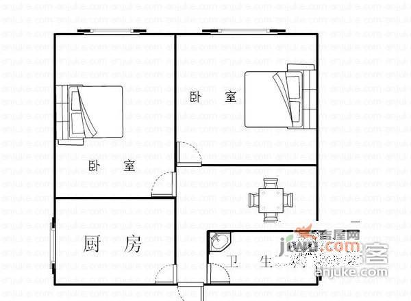 文化村小区2室1厅1卫户型图