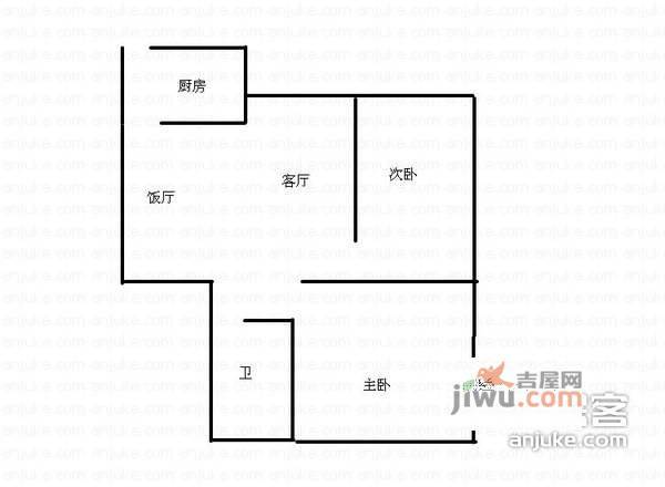 荣升部落格2室1厅1卫76㎡户型图