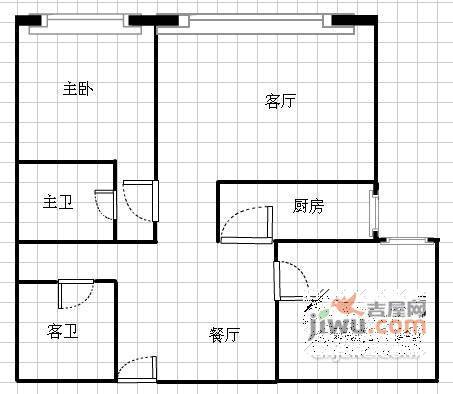 北城绿景2室2厅2卫86㎡户型图