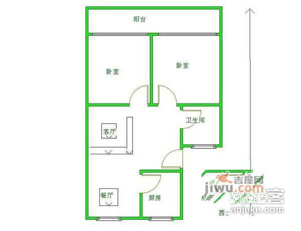 五九小区2室2厅1卫68㎡户型图