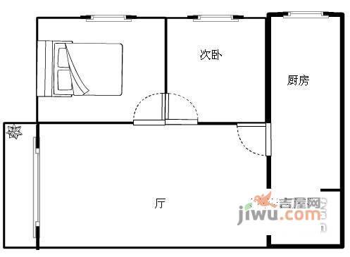 大石坝村2室1厅1卫65㎡户型图