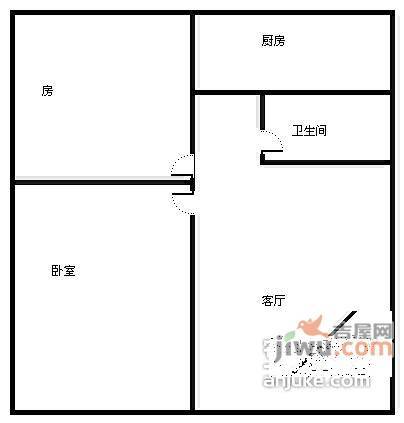 鲤鱼池小区2室1厅1卫63㎡户型图